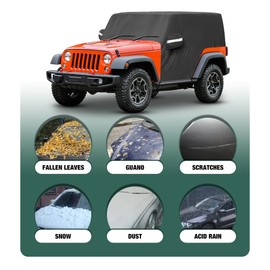 BERKSYDE Waterproof Car Cab Cover Compatible for Jeep Wrangler All Submodels 2-Doors 1987-2022 All Weather 6 Layers Half Car Cover with Storage Bag