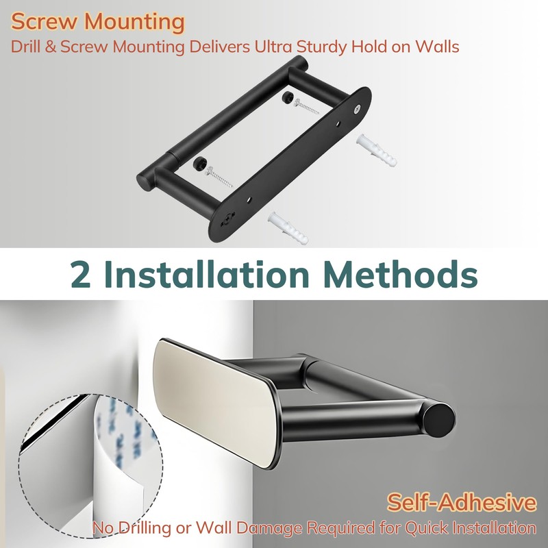 Oudesi Black Toilet Paper Holder Wall Mount for Bathroom, Self