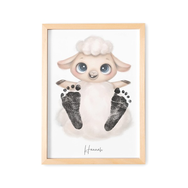 Baby Footprint Picture Personalised Animal Picture Poster with Animals for