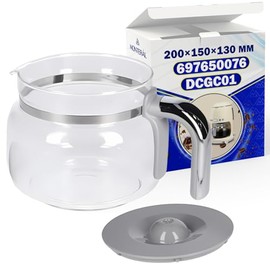 Glass Coffee Pot with Lid 200 x 150 x 130 mm with Original Code 697650076 DCGC01 for Smeg MONTERAL