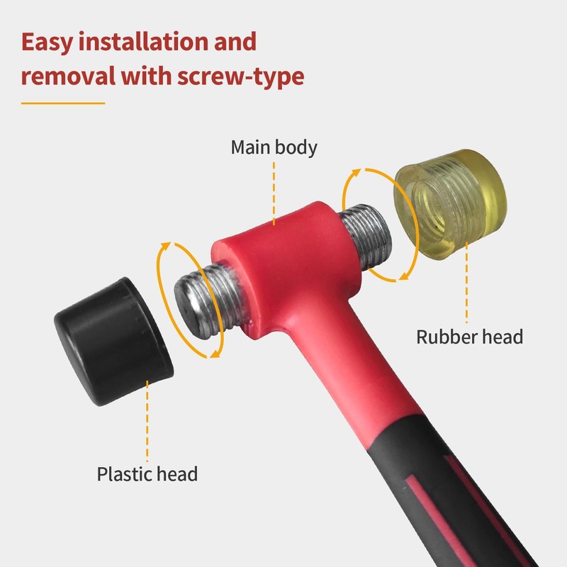 HOUSERAN Rubber Mallet, Rubber Mallet Hammer, Double-Face Hammer, Small Rubber