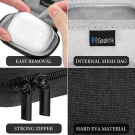 Geekria Shield Earbuds Case Compatible with Airpods Pro 1./2nd Airpods 2nd / 3rd True Wireless Earbud, Replacement Hard Shell Travel Carrying Bag with Carabiner Clip (Dark Grey)