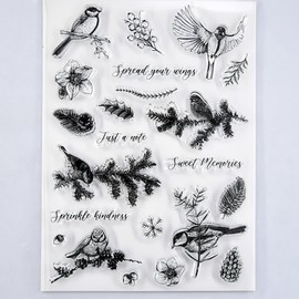 Kwellam Merry Christmas Snowflake Bird Flowers Clear Stamps for Card Making Decoration and DIY Scrapbooking 3090605