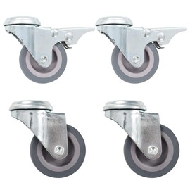 vidaXL 4x Bolt Hole Swivel Casters 35kg Loading Capacity Rubber Furniture Bookshelf Stand Table Drawer Box Bed Cart Trailer Trolley Wheel 50mm