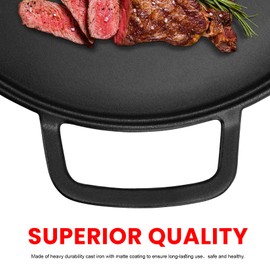 GGC Cast Iron Pizza Pan for Baking, 14" Round Griddle Pans Make Different Dishes for Stove, Oven, Grill and Campfire, Heavy-duty and Evenly Heat Pizza Stone for Pizza Tortillas, Eggs, Bacon and Meat