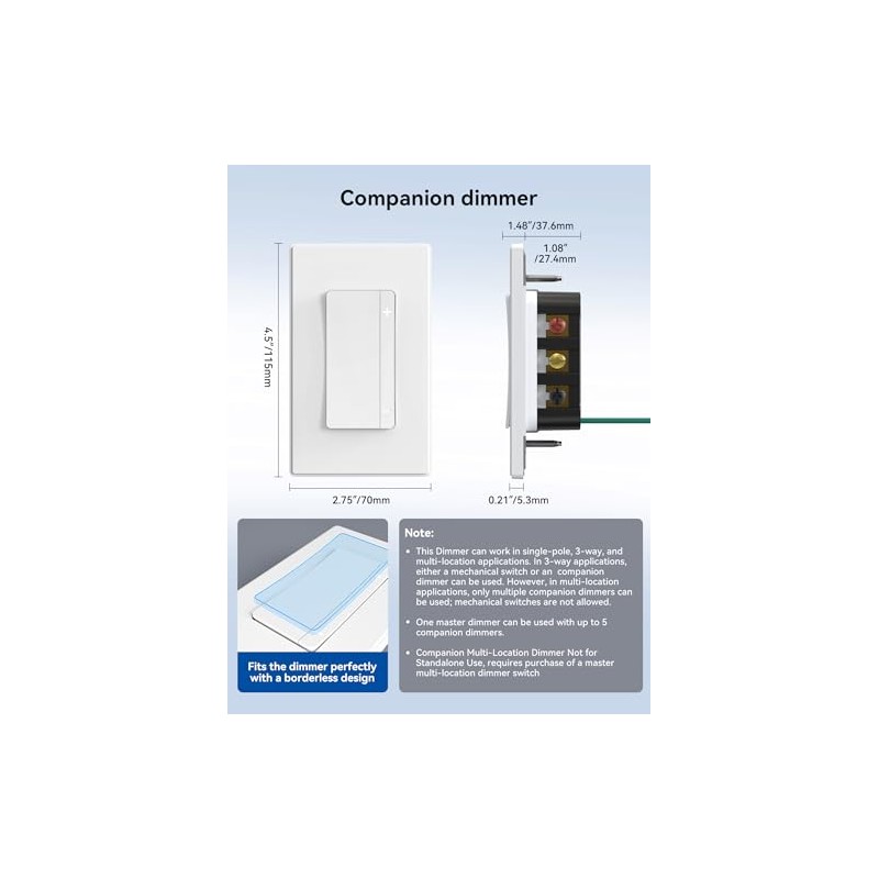 ELEGRP EDM25BC Companion Dimmer Switch - NOT for STANDALONE USE,
