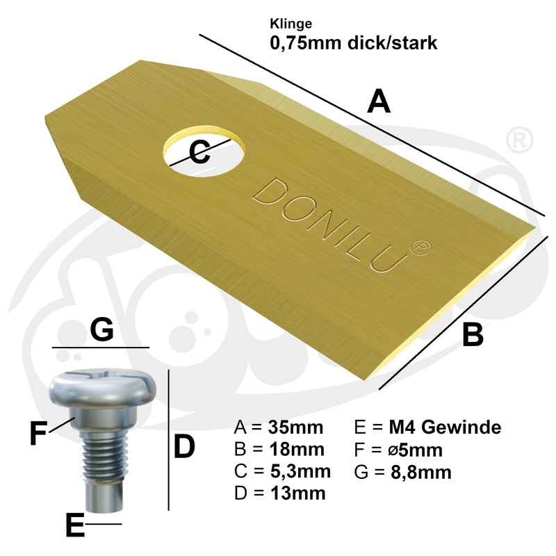 DONILU 15 x Robotic Lawnmower Blade Blades - Titanium Coating