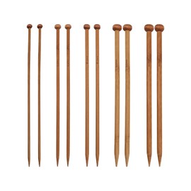 10 Pcs Bamboo Knitting Needles, Single-tip Wooden Knitting Needles Set for DIY Handmade Scarf Wool Sweater, Thick Knitting Needles for Beginner (5mm, 6mm, 8mm, 9mm, 10mm)
