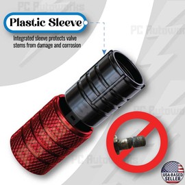 PC Autoworks Aluminum Tire Valve Stem Caps – Anti-Rust, Premium Anodized Aluminum, Corrosion-Resistant, Easy Install, Universal Fit for Car, Truck, Bike, SUV – 1 Pack/Set of 4 (Ruby RED)