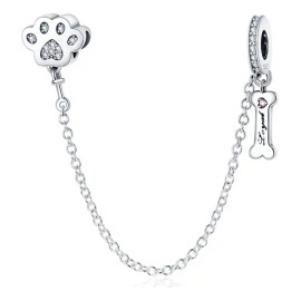 Dije Huesos Tinslo S925 Plata Modelo Cadena De Seguridad Color Bone