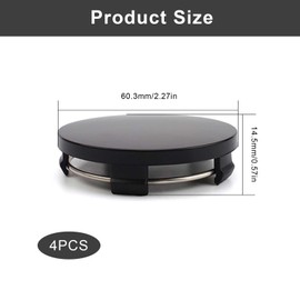 0XBIT Hub Caps, 60 mm, Pack of 4 Black Wheel Hub Caps, DIY Hub Caps, Rim Caps, Suitable for Hub Caps with Outer Diameter 60 mm and Inner Diameter 56 mm