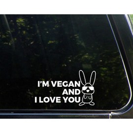 I'm Vegan and I Love You - 6-1/2" x 3-3/4" - Vinyl Die Cut Decal/Bumper Sticker for Windows, Cars, Trucks, Laptops, Etc.