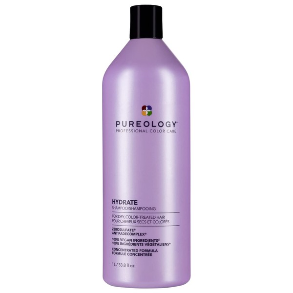 Pureology Hydrate Moisturizing Shampoo | Softens and Deeply Hydrates Dry Hair | For Medium to Thick Color Treated Hair | Sulfate-Free | Vegan , 1 L