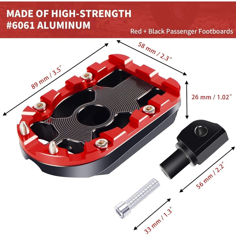 VPZMT Universal 10mm Highway Passenger Footpegs/Footrests Fit for Harley/Street Glide/Electra