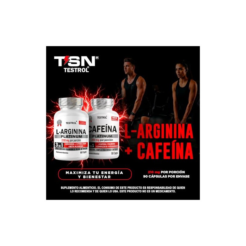 Testrol | Combo Arginina Platinum + Cafeína Platinum | Apoyo