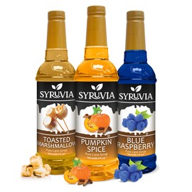 Syruvia Pumpkin Spice, Toasted Marshmallow & Blue Raspberry Syrup for Coffee 25.4 Ounces Flavored Coffee Syrup