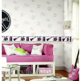 York Wallcoverings Friends Forever JE3640B Rock N' Roll Pre-Pasted Wallpaper Border, Navy