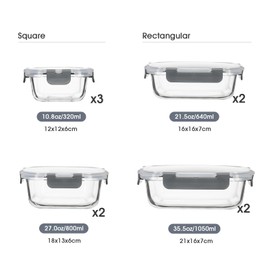 S SALIENT 18 Pieces Glass Food Storage Containers with Lids,Airtight Glass Meal Prep Containers,Glass Storage Containers Set for Kitchen,Pantry BPA Free & Leak Proof (9 lids & 9 Containers)