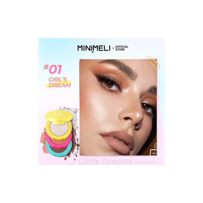 Minimeli 2pcs Kit Paleta 3en1 Rubor Iluminador Y Base Matte