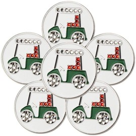 FINGER TEN Golf Ball Marker for Ladies Men Value 6 Pack, Golf Accessories Ballmarker Magnetic fit Golf Divot Tools Hat (Golf Cart-6 Pack)