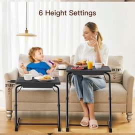 Adjustable TV Tray Set of 2 - TV Dinner Tray on Bed & Sofa, Comfortable TV Tray Table with 6 Height & 3 Tilt Angle Adjustments by HUANUO (2 Pack)