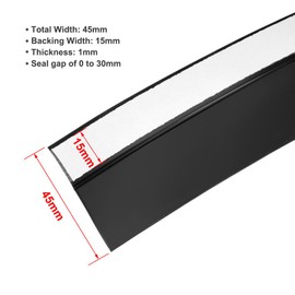 uxcell 1-3/4 Inch(45mm) Width 2M Long Weather Stripping Frameless Door Bottom Seal Black