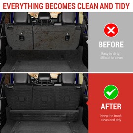 Utiiy Seat Back Cover Compatible with 2021-2025 Jeep Wrangler JL 4 Door 4XE, All-Weather Protection Cargo Liner Rear Trunk Liner for 2024 Jeep Wrangler JL Accessories