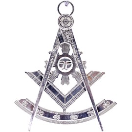 DEURA Past Master MASON Masonic Collar Jewel SQUARE & COMPASS SILVER PLATED