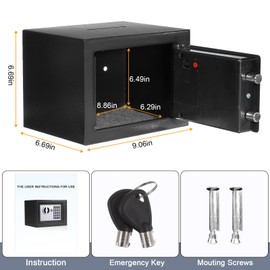 PATIKIL Small Safe Box with Lock and Key, 9"x6.7" Drop Slot Digital Personal Safe Box with Combination Lock and Alarm System for Money Documents Home, Black