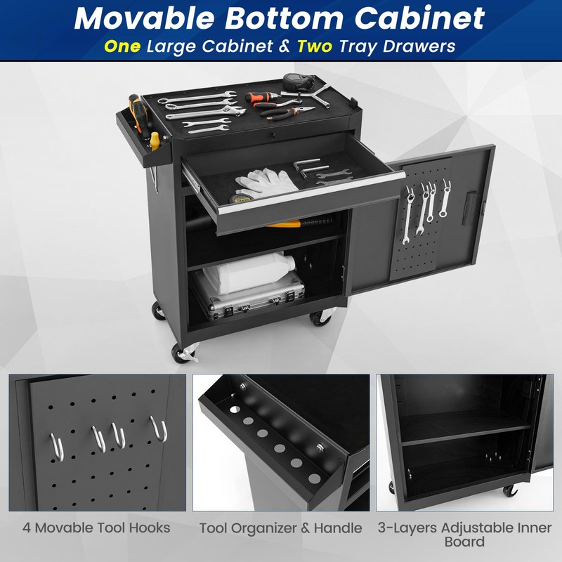 Goplus Rolling Tool Chest, 5-Drawer Tool Box Organizer w/Lockable Wheels