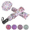 Glamflapin White Floral Umbrellas for Women, Anti-UV Protection Automatic Folding