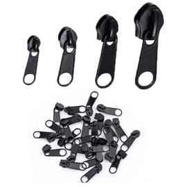24 Pcs Zipper Replacement Zipper Pull Replacement Zippers Sewing Replacements Repair Kit for Coats Jacket Luggage Backpacks Pulls Slider(Black)
