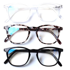 Henotin 3 Pack Blue Light Blocking Reading Glasses,Spring Hinge Computer Readers for Men Women,Anti UV Ray Filter Eyeglasses (Mixed Color, 0.75)