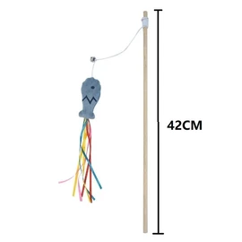 Cat Toy Wand Interactive – Fashion Cat Wand Toy Natural Wooden Teaser For Interactive Elastic String Stick Pole, Cat Supplies