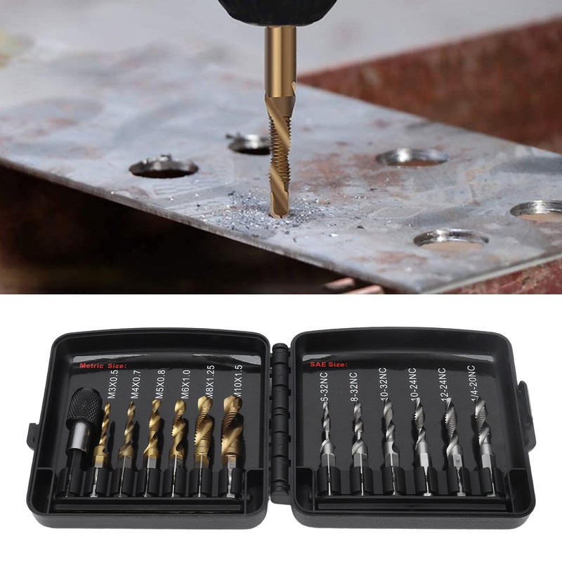 Combined Tap Drill Bit Set HSS Metric Ti Plated System