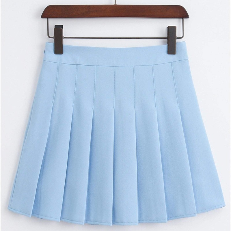 ZHANCHTONG Minifalda plisada de cintura alta para mujer, Azul/claro, XL