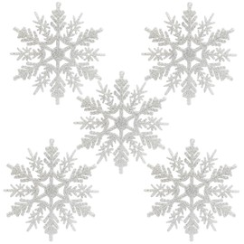 Naler Snowflake Christmas Decoration For Christmas Tree, White Glitter, Pack of 24