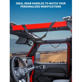Savadicar - Juego de 2 asas de barra enrollable para Jeep Wrangler JL JLU 4XE y Gladiator JT, asa de paracaídas para agarre seguro, accesorios interiores esenciales, color negro