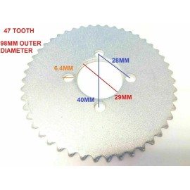 PCC For 25H Chain Only 47 TOOTH 29MM INNER DIAMETER REAR SPROCKET POCKET BIKE H RS37