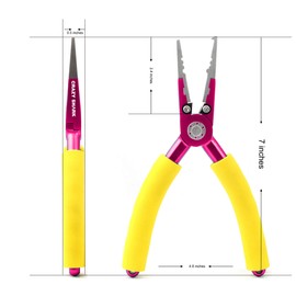 CRAZY SHARK Aluminum Fishing Pliers Hook Remover with Sheath and Lanyard 7in (Pink)