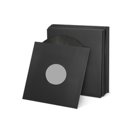 50PCS 12 Inches Black Paper & Poly Lined Record Inner Sleeves for LP Vinyl Records, 110gsm Paper 33 RPM Record Sleeves, Anti Static Record Storage Album Covers LP Vinyl Jacket Covers (50)