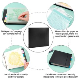 111PCS/Sets 6"x6" Cookie Stencil Storage Binder, Die Cuts and Stamps Storage Binder Holder Baking Stencil Organizer Scrapbooking Cutting Dies Storage Stencil Holder Book Collection Case Folder(Black)