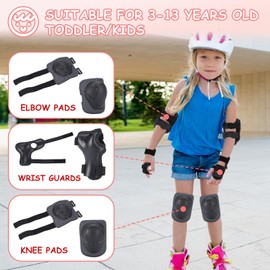 BURSUNLY Knee Pads Children's Inline Skates Children's Protector Set (3-8 Years), Children's Elbow Pads and Wrist Guards, Children's Protective Equipment for Inline Skates Scooter Bicycle