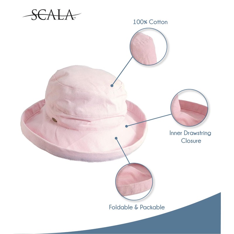 Scala Sombrero de algodón de ala Mediana para Mujer, Verde