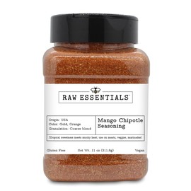 Raw Essentials Mango Chipotle Seasoning - Sweet, Savory, and Smoky Flavor - Vegan, Gluten-Free - 11 Ounce Bottle