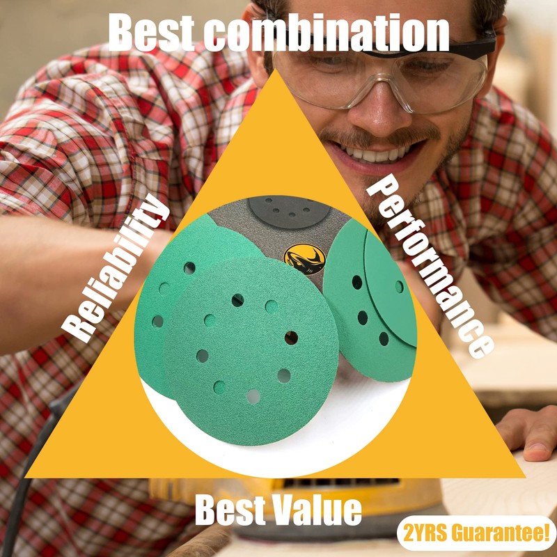 TigerShark 5 Inch Sanding Discs 8 Hole Wet Dry Grit