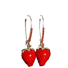 Betsey Johnson Baby Cakes Red Strawberry Dangle Hook Earrings