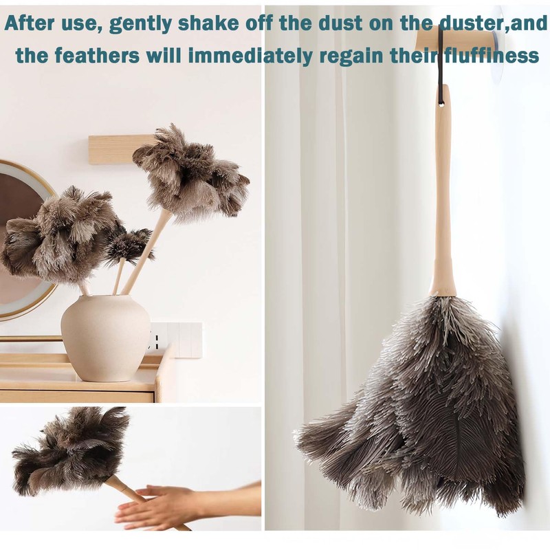 Feather Duster, Feather Dusters for Cleaning Ddzmz Fluffy Natural Genuine
