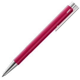 Lamy Logo M+ Ballpoint Pen 204 Made of Unbreakable Plastic in Raspberry Colour with Chrome-Plated Tip and Pusher Including Large Refill M 16 Line Width M in Black