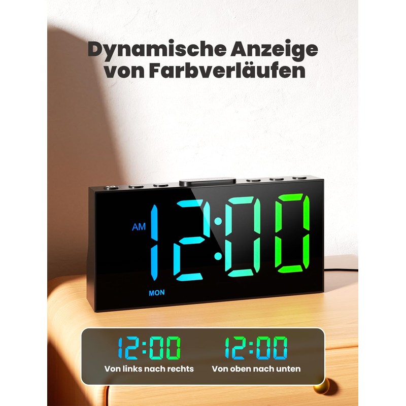 LIORQUE Alarm Clock Digital LED Alarm Clock with 8 Modes
